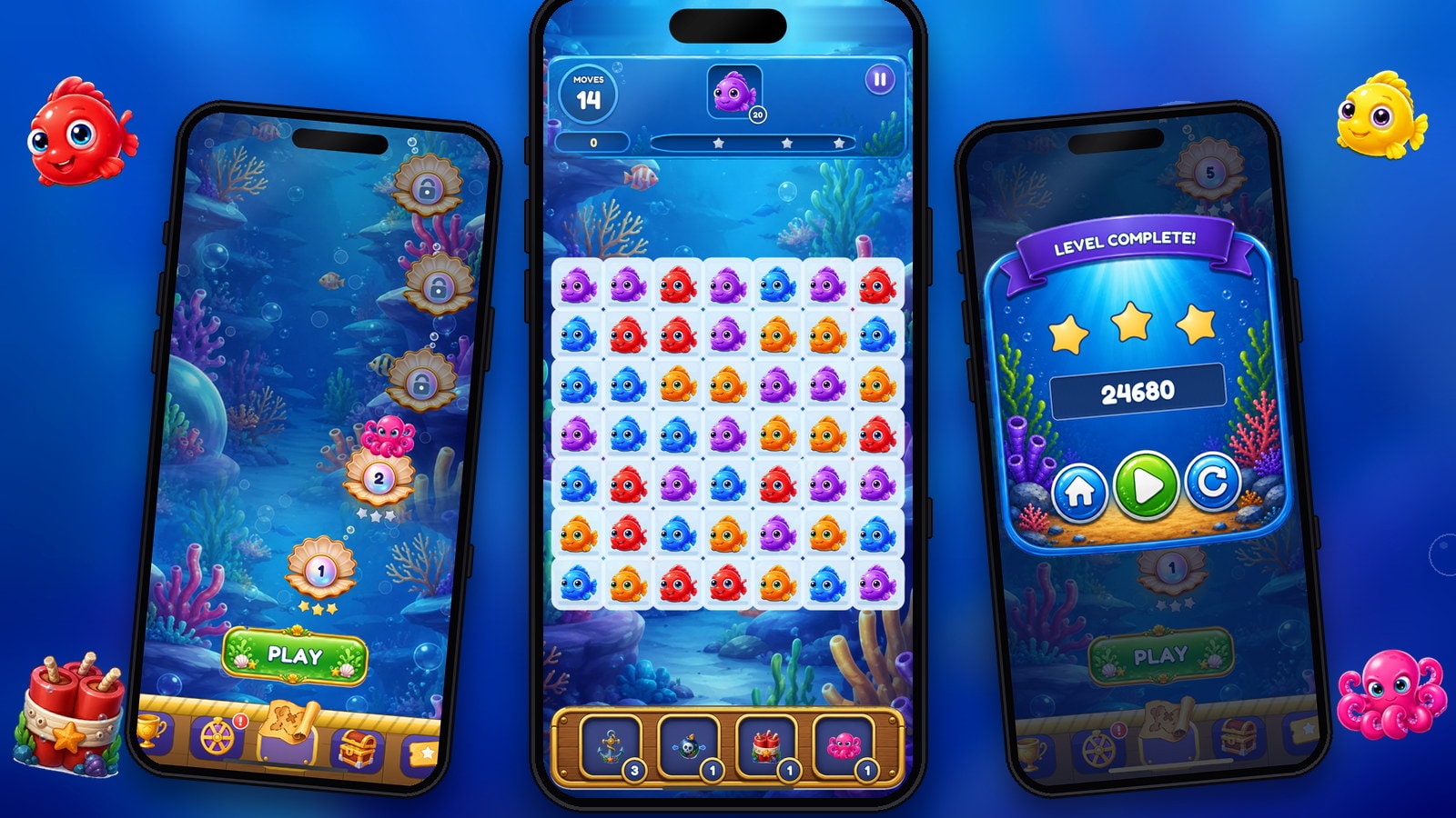 Octo Pop! — Match three under water, and let the octopus clear the rest.