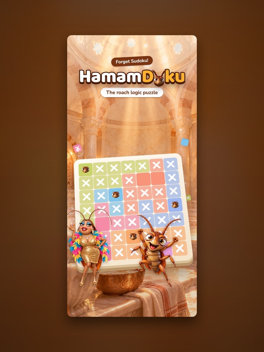 HamamDoku — Reason it out, and put the roaches where they belong.