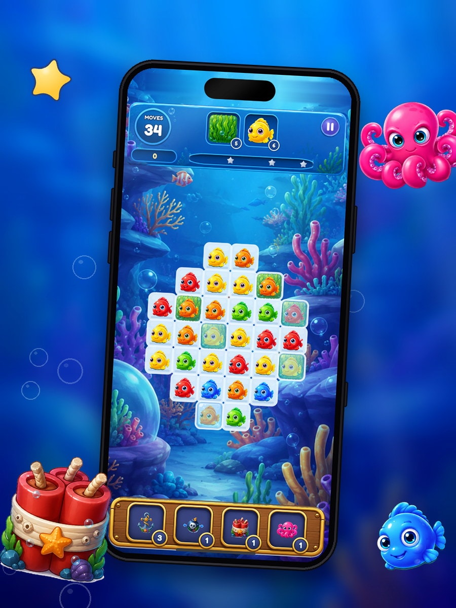 Octo Pop! — Match three under water, and let the octopus clear the rest.